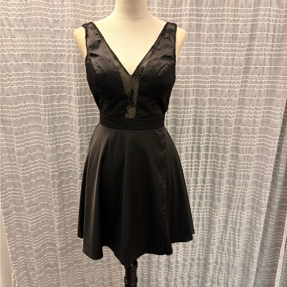 Rachel Allan Elegant Black Lace Mini Dress